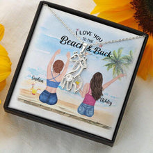 Load image into Gallery viewer, Besties Summer Beach Necklace With Personalized Message Card (9 Necklace Designs) - Name, Skin, Hair, Clothes, Drink, Background and Quote can be customized
