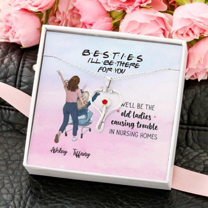 We'll Be The Old Ladies With Personalized Message Card (9 Necklace Designs) - Name, Quote and Background can be customized