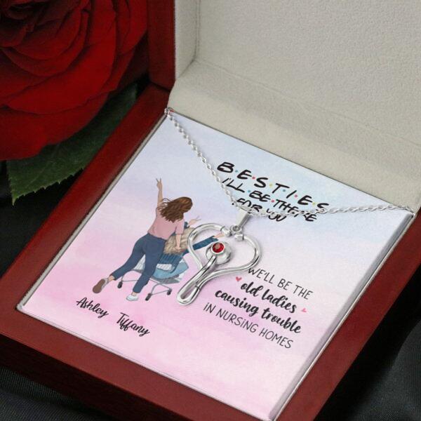 We'll Be The Old Ladies With Personalized Message Card (9 Necklace Designs) - Name, Quote and Background can be customized