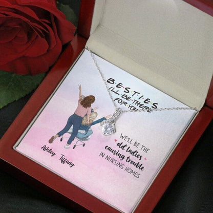We'll Be The Old Ladies With Personalized Message Card (9 Necklace Designs) - Name, Quote and Background can be customized