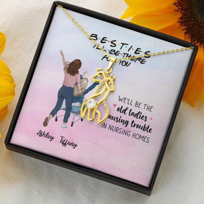 We'll Be The Old Ladies With Personalized Message Card (9 Necklace Designs) - Name, Quote and Background can be customized
