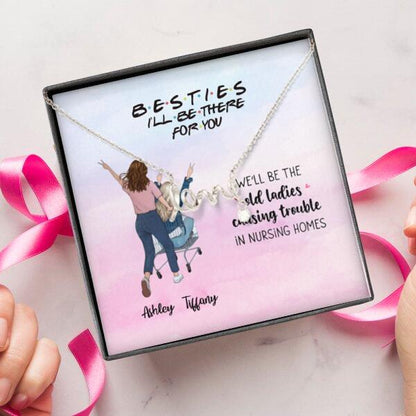 We'll Be The Old Ladies With Personalized Message Card (9 Necklace Designs) - Name, Quote and Background can be customized