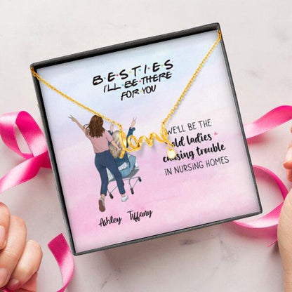 We'll Be The Old Ladies With Personalized Message Card (9 Necklace Designs) - Name, Quote and Background can be customized