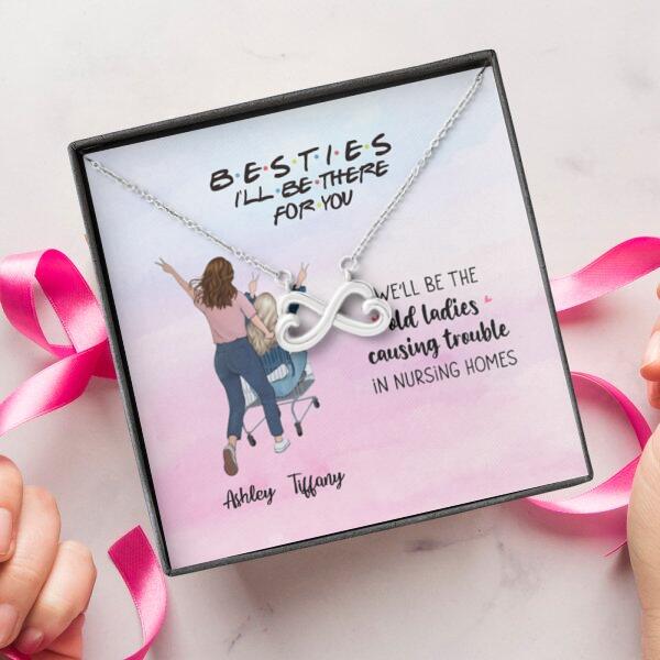 We'll Be The Old Ladies With Personalized Message Card (9 Necklace Designs) - Name, Quote and Background can be customized