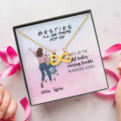 We'll Be The Old Ladies With Personalized Message Card (9 Necklace Designs) - Name, Quote and Background can be customized