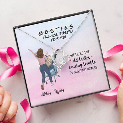 We'll Be The Old Ladies With Personalized Message Card (9 Necklace Designs) - Name, Quote and Background can be customized