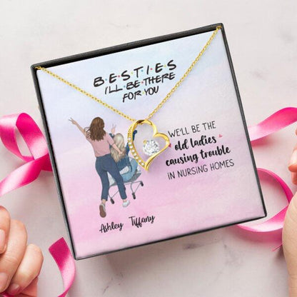 We'll Be The Old Ladies With Personalized Message Card (9 Necklace Designs) - Name, Quote and Background can be customized