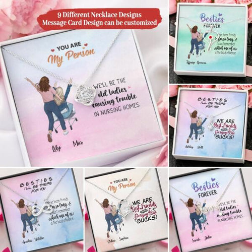 We'll Be The Old Ladies With Personalized Message Card (9 Necklace Designs) - Name, Quote and Background can be customized