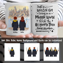 Load image into Gallery viewer, HP Hogwarts Girl Back To School Personalized Coffee Mug - Skin, Hair, Robe, Name, Background and Quote can be customized
