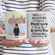 Load image into Gallery viewer, HP Hogwarts Girl Back To School Personalized Coffee Mug - Skin, Hair, Robe, Name, Background and Quote can be customized
