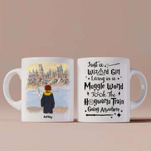 Load image into Gallery viewer, HP Hogwarts Girl Back To School Personalized Coffee Mug - Skin, Hair, Robe, Name, Background and Quote can be customized
