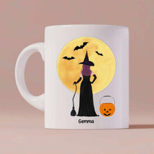 Load image into Gallery viewer, Sisters Witches Halloween Personalized Coffee Mug - Hair, Dress, Name, Accessories and Quote can be customized
