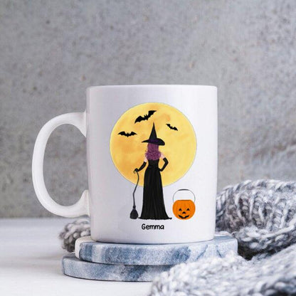 Sisters Witches Halloween Personalized Coffee Mug - Hair, Dress, Name, Accessories and Quote can be customized