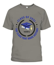 Load image into Gallery viewer, Class Of History Year Personalized Graphic Apparel - Year, Quote Color And Name can be customized
