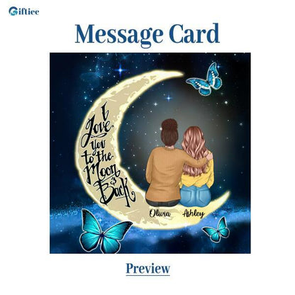 To My Daughter Moon With Personalized Message Card (9 Necklace Designs) - Name, Skin, Hair, Clothes and Background can be customized