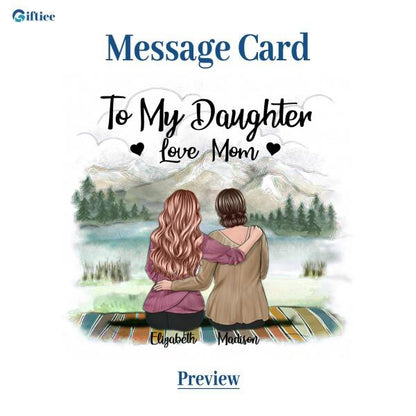 To My Daughter From Mom With Personalized Message Card (9 Necklace Designs) - Name, Skin, Hair, Clothes and Background can be customized
