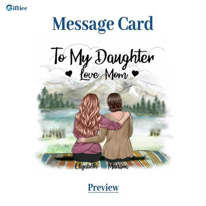 To My Daughter From Mom With Personalized Message Card (9 Necklace Designs) - Name, Skin, Hair, Clothes and Background can be customized