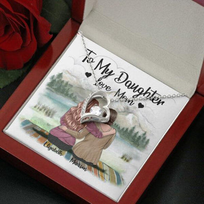 To My Daughter From Mom With Personalized Message Card (9 Necklace Designs) - Name, Skin, Hair, Clothes and Background can be customized