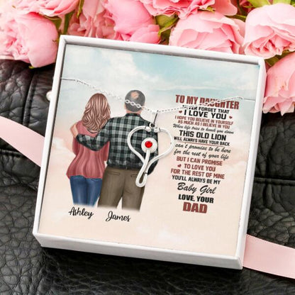 To My Daughter From Dad With Personalized Message Card (9 Necklace Designs) - Name, Skin, Hair, Clothes, Background and Quote can be customized