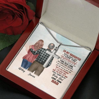 To My Daughter From Dad With Personalized Message Card (9 Necklace Designs) - Name, Skin, Hair, Clothes, Background and Quote can be customized