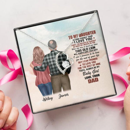 To My Daughter From Dad With Personalized Message Card (9 Necklace Designs) - Name, Skin, Hair, Clothes, Background and Quote can be customized