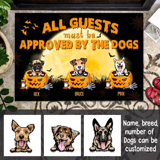 Halloween All Guests Must Be Approved By The Dog Personalized Doormat - Dogs and Name can be customized