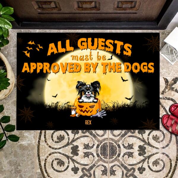 Halloween All Guests Must Be Approved By The Dog Personalized Doormat - Dogs and Name can be customized