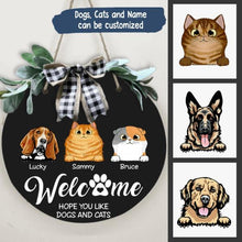 Load image into Gallery viewer, Welcome To Our Home Personalized Door Plate - Dogs, Cats and Name can be customized
