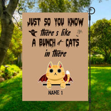 Load image into Gallery viewer, Halloween Fluffy Cat Personalized Garden Flag - Cats and Names can be customized
