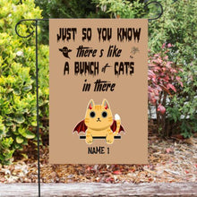 Load image into Gallery viewer, Halloween Fluffy Cat Personalized Garden Flag - Cats and Names can be customized
