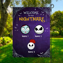 Load image into Gallery viewer, Halloween Welcome To Our Nightmare Personalized Garden Flag - Family Members and Names can be customized
