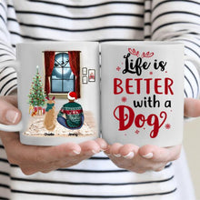 Load image into Gallery viewer, Christmas Man and Dog Personalized Mug - Man, Dogs and Names can be customized
