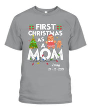 Load image into Gallery viewer, First Christmas As A Mom Personalized Graphic Apparel - Name and Date can be customized

