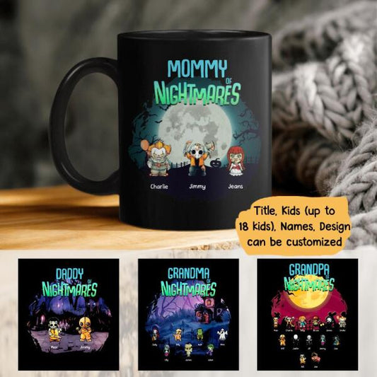 Halloween Nightmare Kids Horror Character Personalized Coffee Mug - Title, Characters, Names and Background can be customized