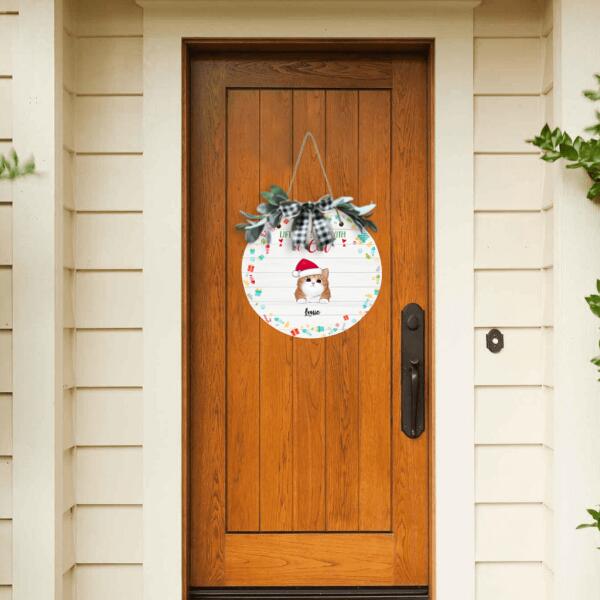 Christmas Life Is Better With Cat Personalized Doorplate - Cats and Names can be customized