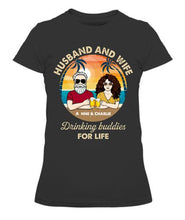 Load image into Gallery viewer, Husband Wife Drinking Buddies Personalized Graphic Apparel - Design and Name can be customized
