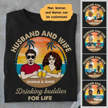 Load image into Gallery viewer, Husband Wife Drinking Buddies Personalized Graphic Apparel - Design and Name can be customized
