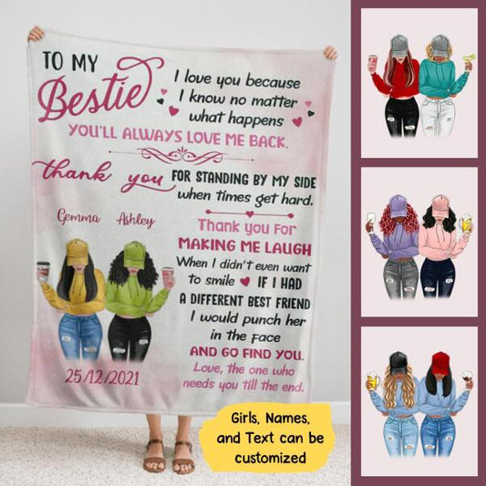 To My Bestie Personalized Soft Blanket - Design and Names can be customized