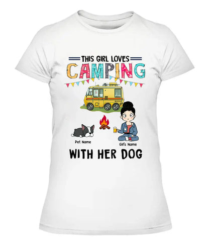 This Girl Loves Camping With Her Fur Babies Personalized Graphic Apparel - Car, Skin, Hair, Drink, Pets And Name can be customized
