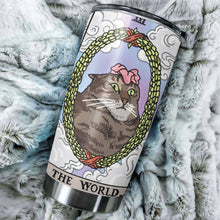 Load image into Gallery viewer, The World Tarot Flower Cat Custom Tumbler
