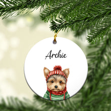 Load image into Gallery viewer, Personalized Pup In Ugly Sweater Custom Ceramic Ornament
