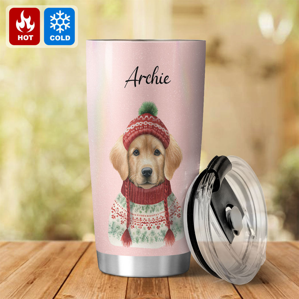 Personalized Pup In Ugly Sweater Custom Tumbler