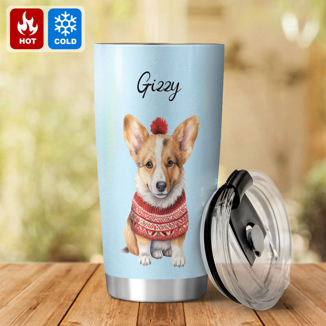 Personalized Pup In Ugly Sweater Custom Tumbler