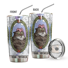 Load image into Gallery viewer, The World Tarot Flower Cat Custom Tumbler
