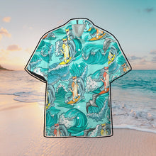 Load image into Gallery viewer, Cat Surfing Hawaii Button Shirt
