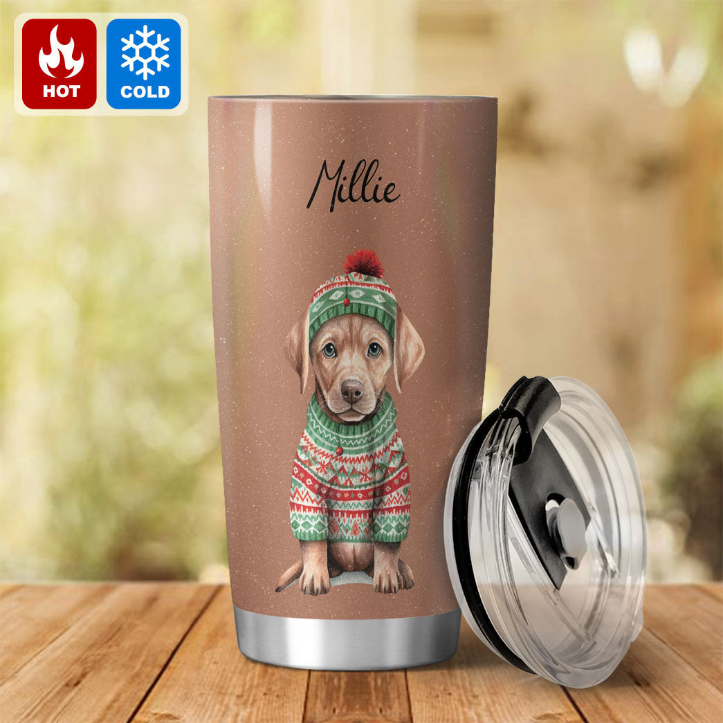 Personalized Pup In Ugly Sweater Custom Tumbler