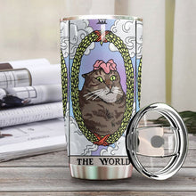 Load image into Gallery viewer, The World Tarot Flower Cat Custom Tumbler
