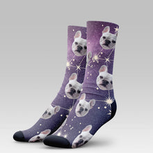 Load image into Gallery viewer, Personalized Pet Photo And Name Galaxy Socks
