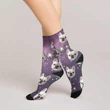 Load image into Gallery viewer, Personalized Pet Photo And Name Galaxy Socks
