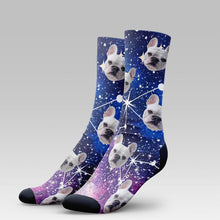 Load image into Gallery viewer, Personalized Pet Photo And Name Galaxy Socks
